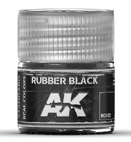 AK Interactive RC22 Real Colors: Rubber Black Acrylic Lacquer Paint 10ml Bottle