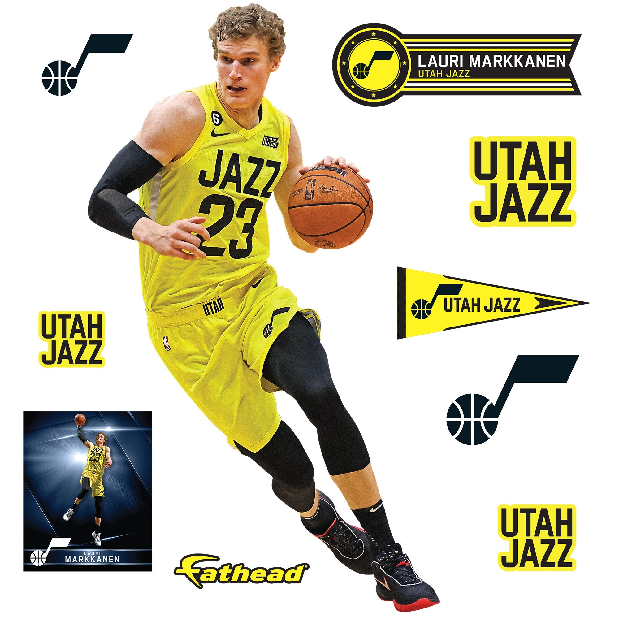 Lauri Markkanen - RealBig Collection - Official NBA - Utah Jazz - Reusable Vinyl Wall Decals