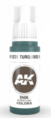 AK Interactive 11220 Turquoise Ink 3G Acrylic Paint 17ml Bottle (D)