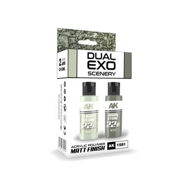 AK Interactive 1581 Dual Exo Scenery: Light Stone & Dark Stone Acrylic Paint Set 60ml Bottles