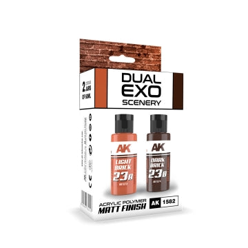 AK Interactive 1582 Dual Exo Scenery: Light Brick & Dark Brick Acrylic Paint Set 60ml Bottles