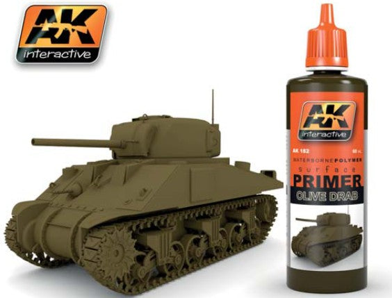 AK Interactive 182 Olive Drab Acrylic Primer 60ml Bottle (D)