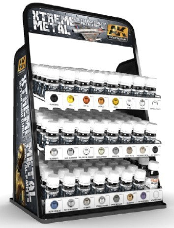 AK Interactive 51006F Xtreme Metal Paint Deal w/FREE Rack (6 each 23 colors & #470 cleaner)