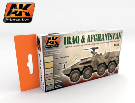 AK Interactive 558 Iraq & Afghanistan Acrylic Paint Set (6 Colors) 17ml Bottles (D)