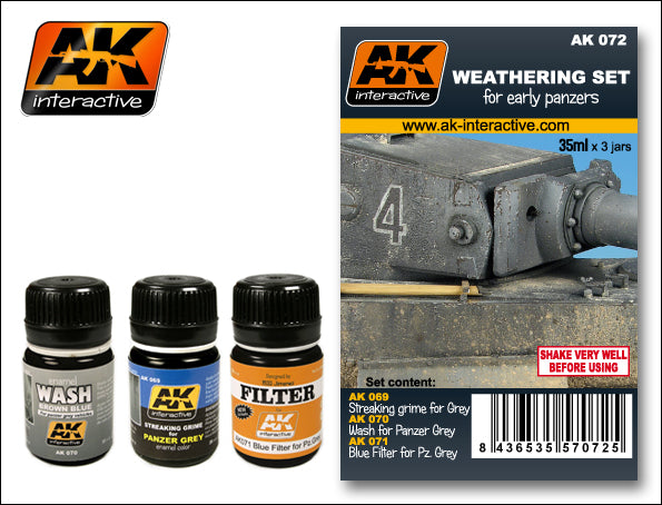 AK Interactive 72 Early Panzers Enamel Paint Set (69, 70, 71)