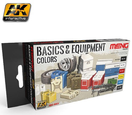 AK Interactive 803 Basics & Equipment Colors Acrylic Paint Set (6 Colors) 17ml Bottles