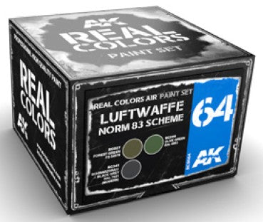 AK Interactive RCS64 Real Colors: Luftwaffe Norm 83 Scheme Acrylic Lacquer Paint Set (3) 10ml Bottles (D)