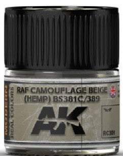 AK Interactive RC301 Real Colors: RAF Camouflage Beige (Hemp) BS381C/689 Acrylic Lacquer Paint 10ml Bottle