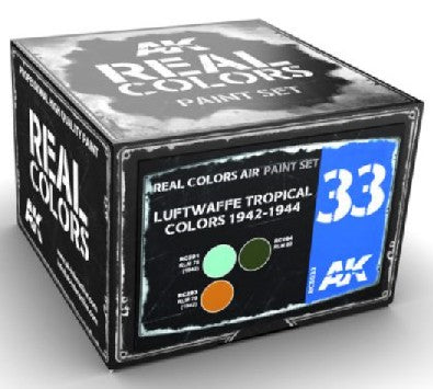 AK Interactive RCS33 Real Colors: Luftwaffe Tropical 1942-1944 Acrylic Lacquer Paint Set (3) 10ml Bottles
