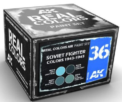 AK Interactive RCS36 Real Colors: Soviet Fighter 1943-1945 Acrylic Lacquer Paint Set (4) 10ml Bottles (D)