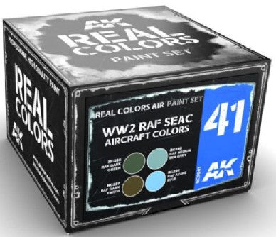 AK Interactive RCS41 Real Colors: WWII RAF SEAC Aircraft Acrylic Lacquer Paint Set (4) 10ml Bottles (D)