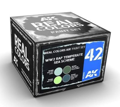 AK Interactive RCS42 Real Colors: WWII RAF Temperate Sea Scheme Acrylic Lacquer Paint Set (4) 10ml Bottles (D)