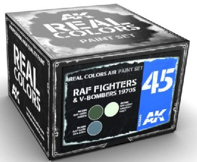 AK Interactive RCS45 Real Colors: RAF Fighters & V-Bomber 1970s Acrylic Lacquer Paint Set (3) 10ml Bottles (D)