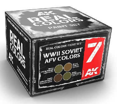AK Interactive RCS7 Real Colors: WWII Soviet AFV Acrylic Lacquer Paint Set (4) 10ml Bottles