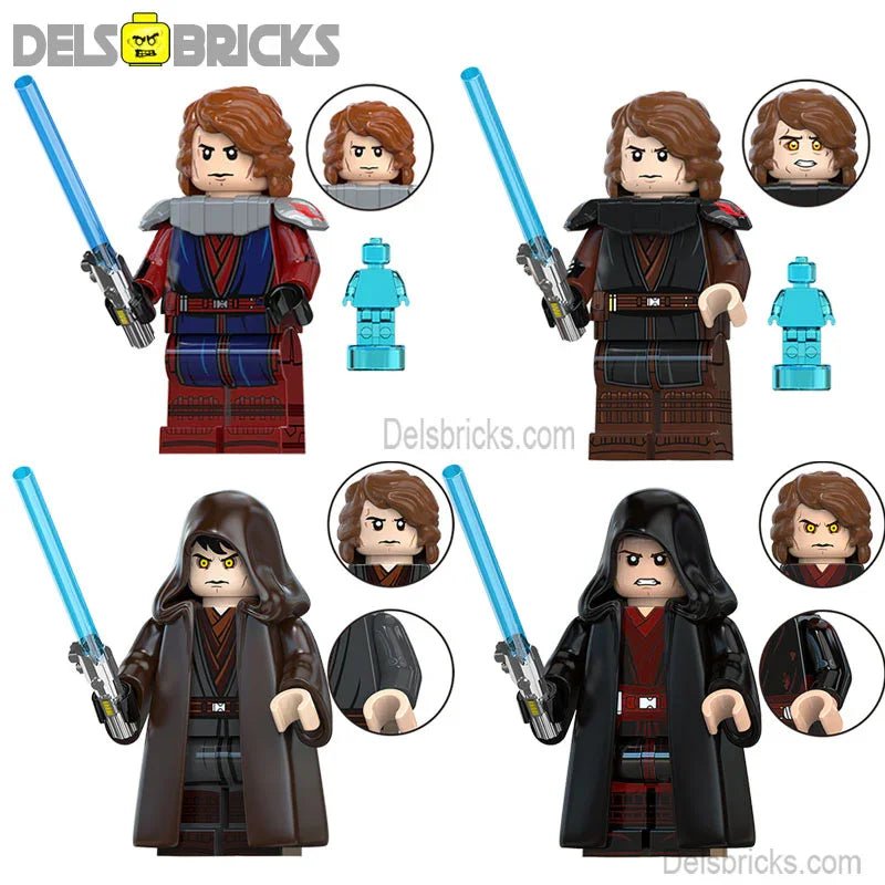 Anakin Skywalker Set of 4 Lego Star Wars Minifigures custom Toys
