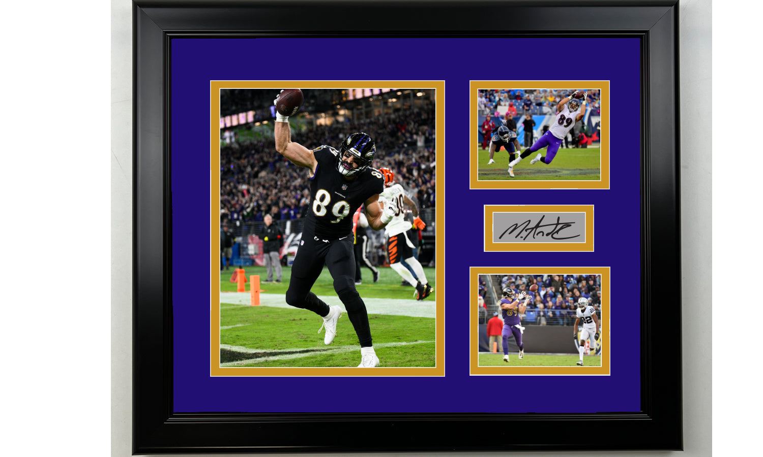 Framed Mark Andrews Baltimore Ravens Facsimile Laser Engraved Signature Football 14x11 3 Photo Collage