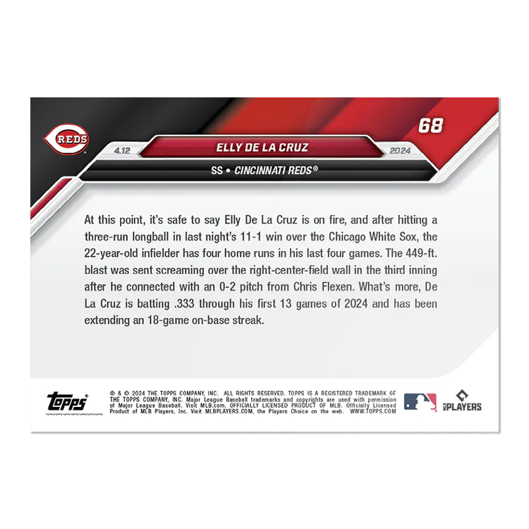 2024 Topps Now Elly De La Cruz #68 Rookie RC Baseball Card