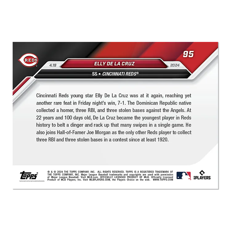 2024 Topps Now Elly De La Cruz #95 Rookie RC Baseball Card