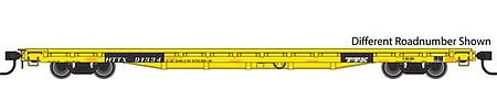 Walthers Mainline 5338 HO Scale 60' Pullman-Standard Flatcar - Ready to Run -- Trailer Train HTTX #91467 (Heavy Duty Loading; yellow, black)
