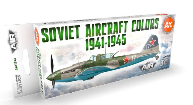 AK Interactive 11741 Air Series: Soviet Aircraft 1941-45 3G Acrylic Paint Set (8