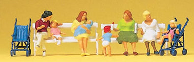 Preiser 10522 HO Scale Pedestrians -- Seated Women, Carriages, Benches