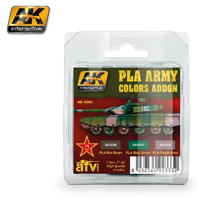 AK Interactive 4260 AFV Series: PLA Army Add-on Acrylic Paint Set (3 Colors) 17m