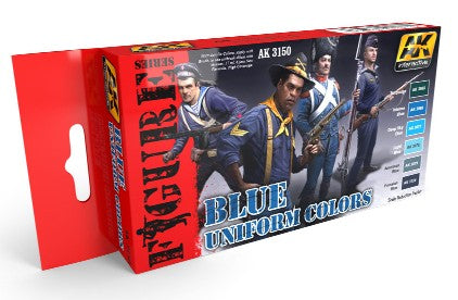 AK Interactive 3150 Figure Series: Blue Uniform Colors Acrylic Paint Set (6 Colors) 17ml Bottles (D)
