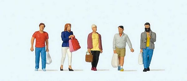 Preiser 10673 HO Scale Shoppers -- pkg(5)