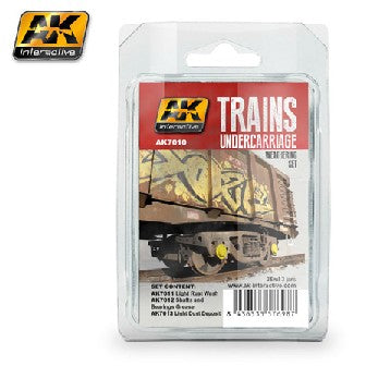 AK Interactive 7010 Train Series: Undercarriage Weathering Enamel Paint Set (3 C