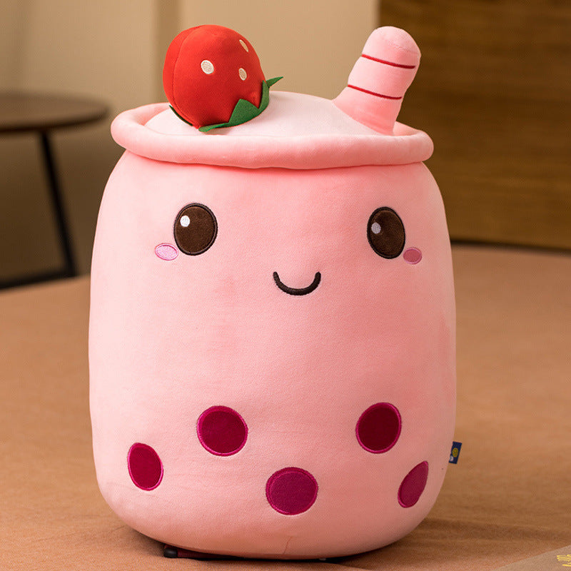 Milk Tea Cup Plush Pillow – Soft Fruit-Themed Creative Doll for Home Decor