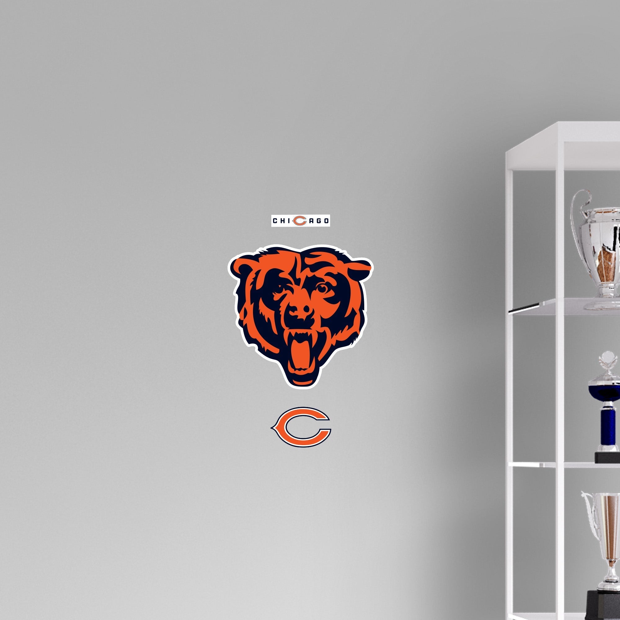 Chicago Bears - RealBig Head Logo Collection - Official NFL - Reusable Vinyl Wall Decals