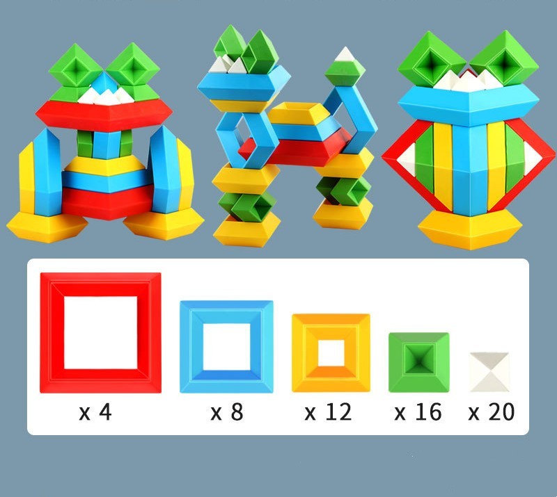 Rainbow Tower Ring Stack – Montessori Educational Building Blocks Set