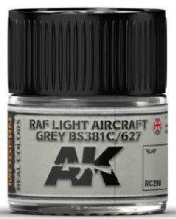 AK Interactive RC298 Real Colors: RAF Light Aircraft Grey BS381C/627 Acrylic Lacquer Paint 10ml Bottle