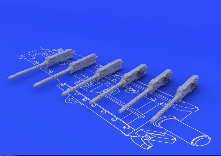 Eduard 648075 1/48 Aircraft- Browning M2 Guns (6) (Resin)