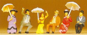 Preiser 12136 HO Scale 1900s Figures -- Passengers, Sitting On Platform