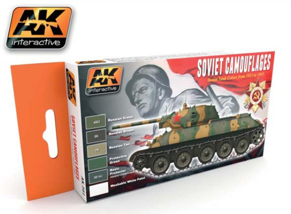 AK Interactive 561 Soviet Tank Camouflage 1935-1945 Acrylic Paint Set (6 Colors)