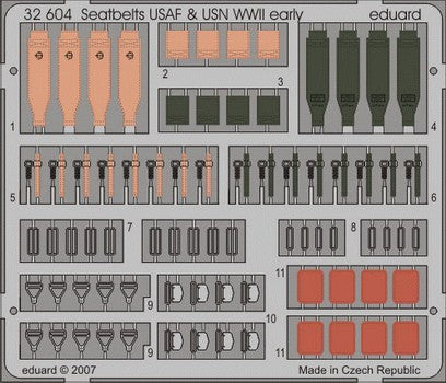 Eduard 32604 1/32 Aircraft- USAF & USN WWII Early Seatbelts (Painted)