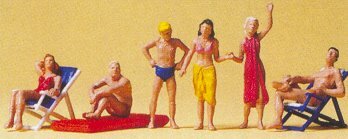 Preiser 10428 HO Scale Recreation & Sports -- Beachgoers (3 Sitting, 3 Standing)