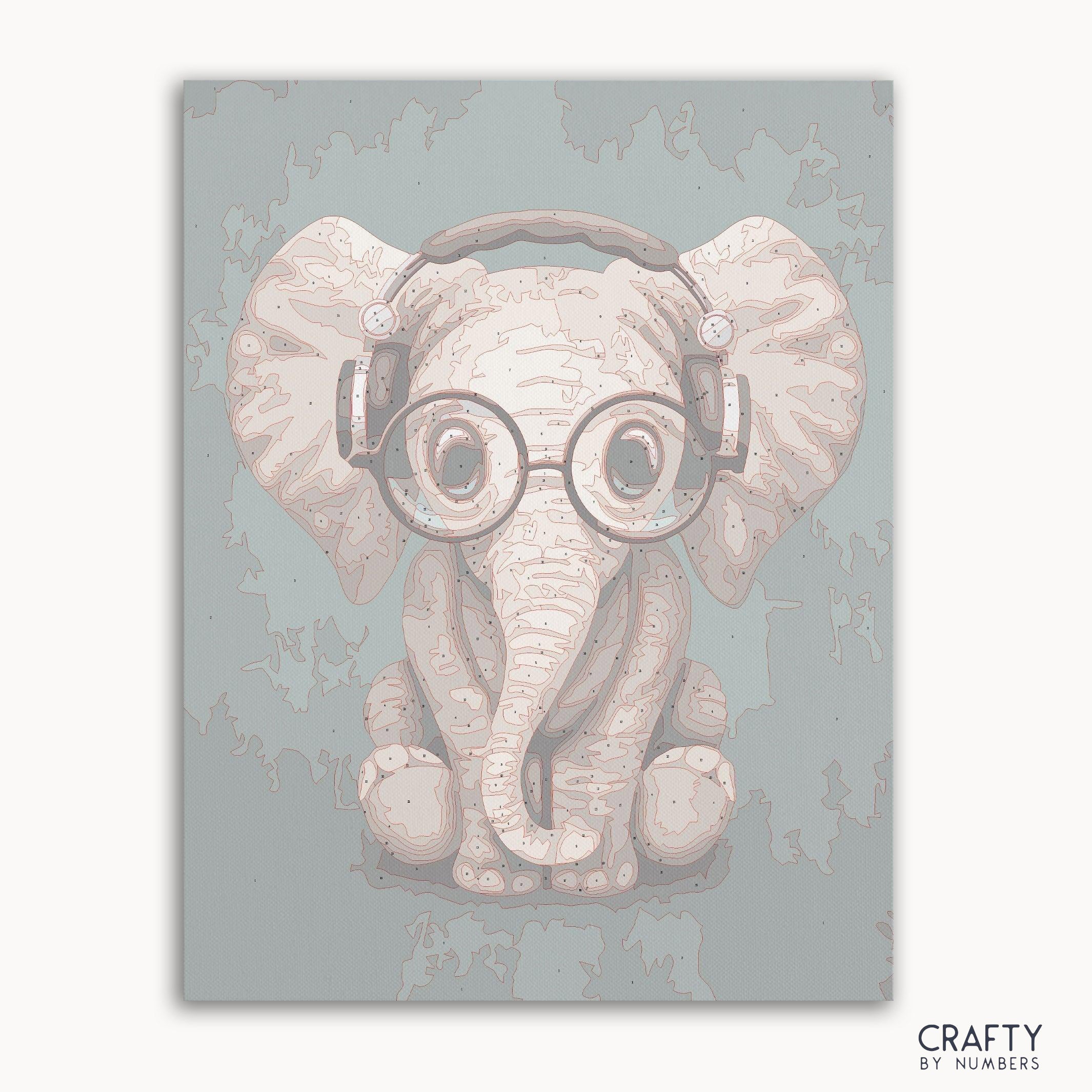 Baby Elephant With Headphones