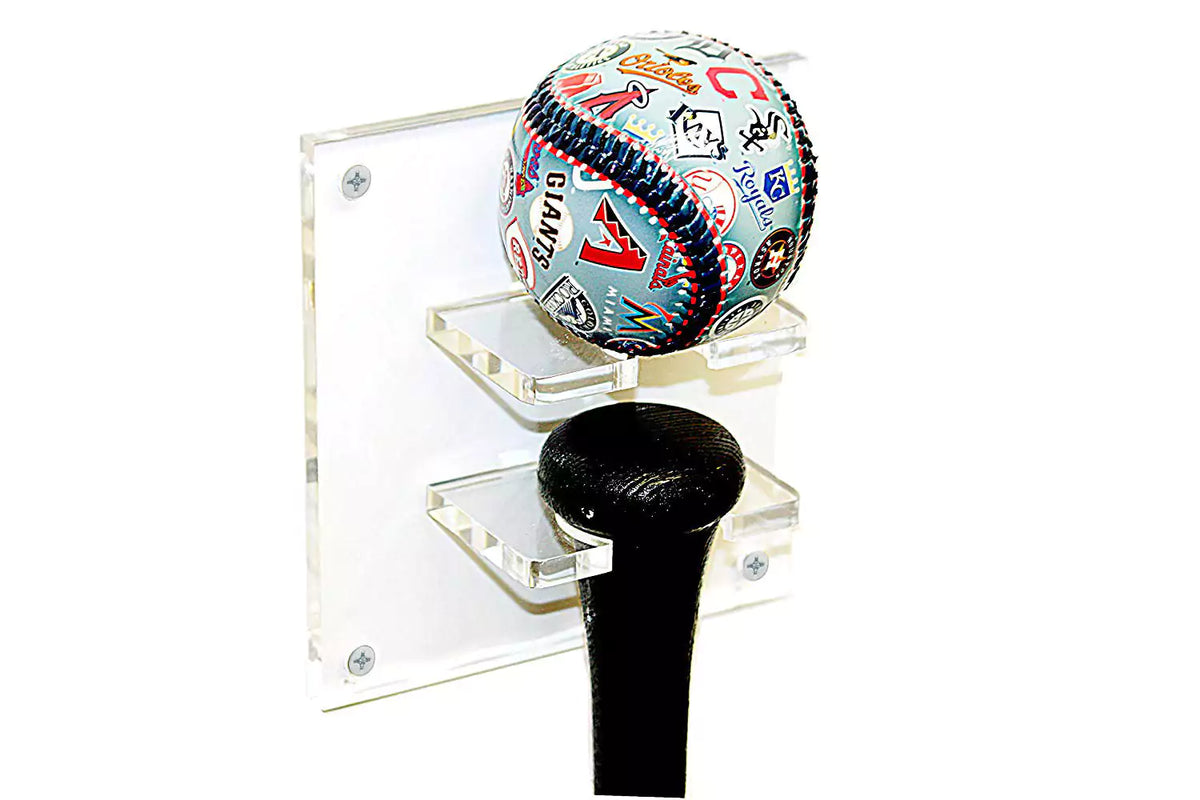 Acrylic Baseball Bat Wall Mounts Brackets – Clear, Baseball Bat Hanger
