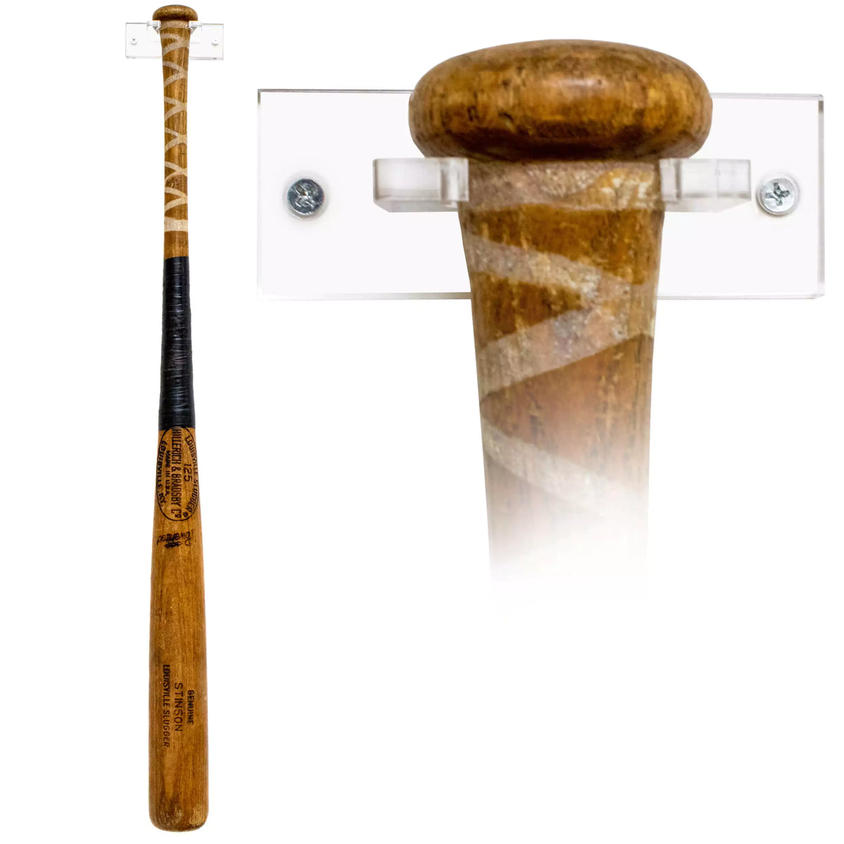 Acrylic Baseball Bat Wall Mounts Brackets – Clear, Baseball Bat Hanger