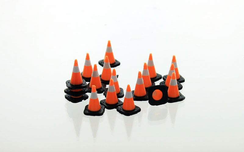 3D To Scale 43-110-3C 1/43 Scale Traffic Cones - 18 Pack Black White And