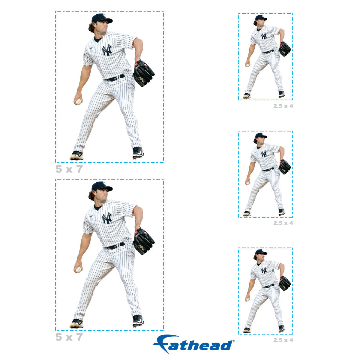 Gerrit Cole - 5 Player Minis (Mixed Sizes) - Official MLB - New York Yankees - Reusable Vinyl Decals