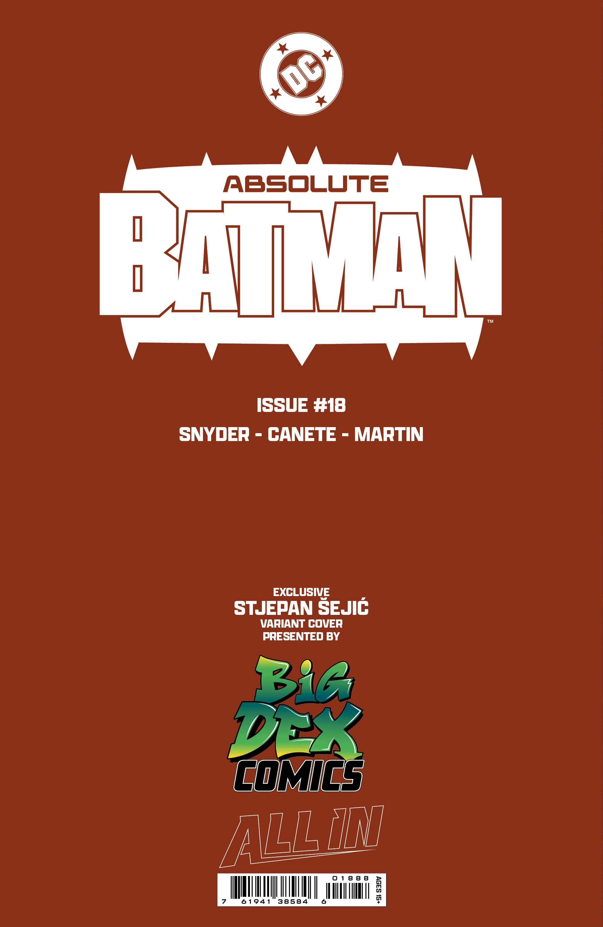 Absolute Batman #18 STJEPAN SEJIC Trade/Virgin/Foil Set