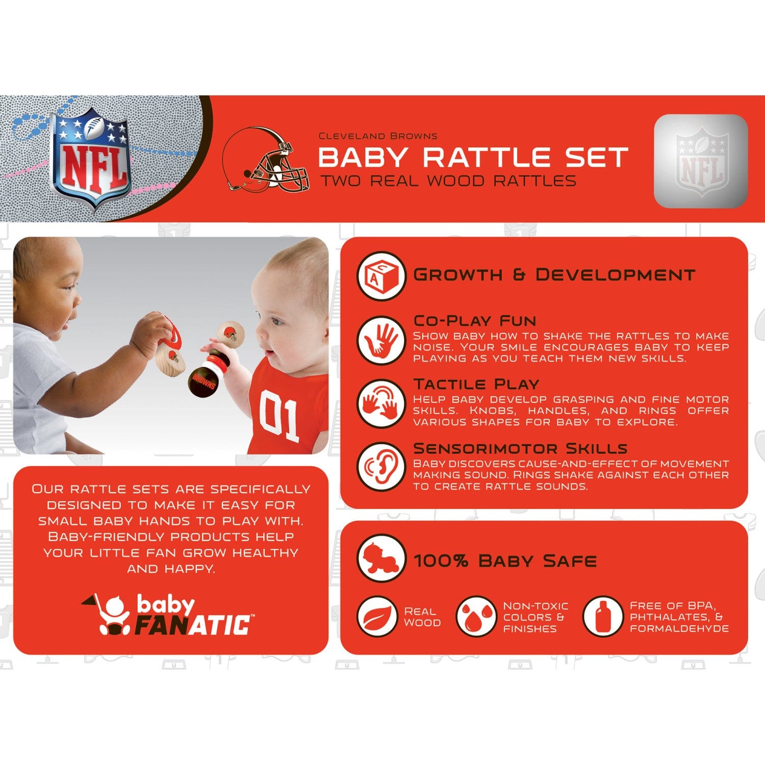 Cleveland Browns - Baby Rattles 2-Pack