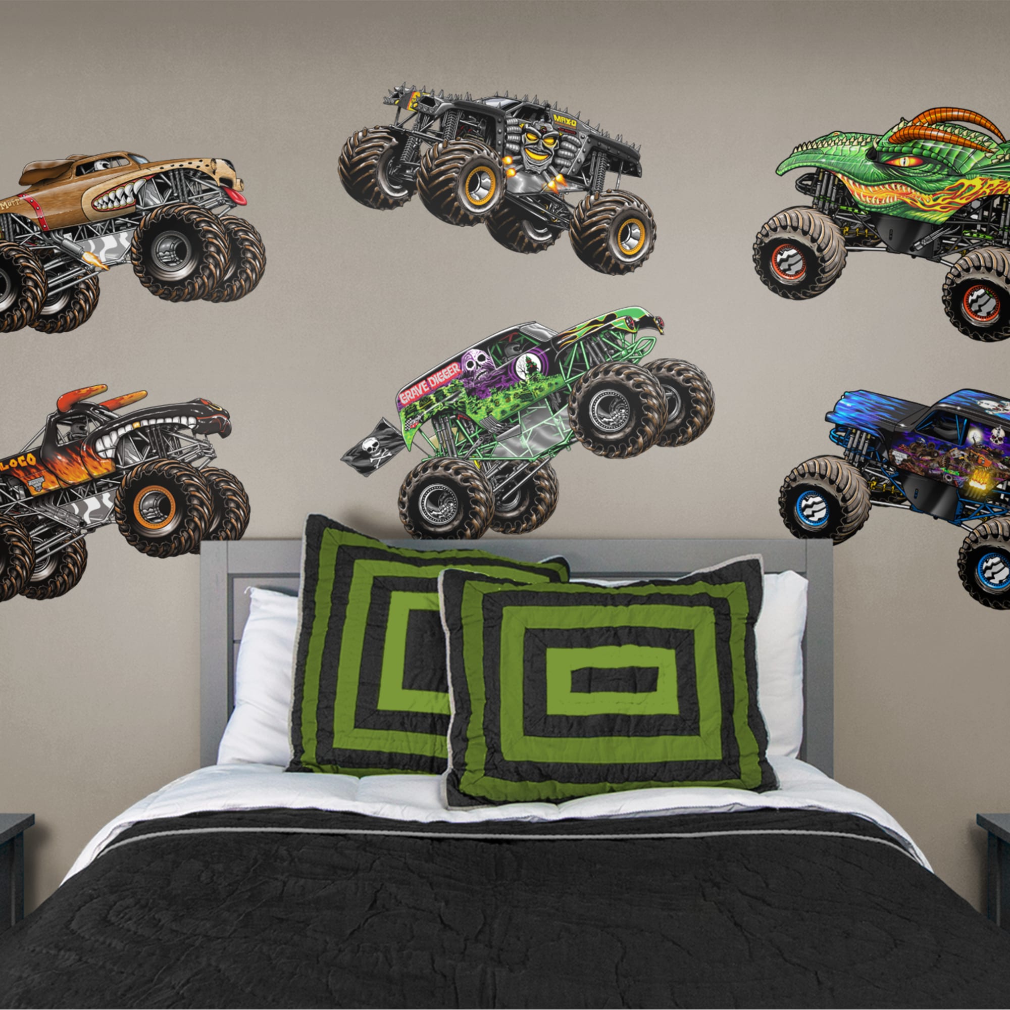 Monster Jam - RealBig Cartoon Trucks Collection - Official Monster Jam - Reusable Vinyl Wall Decals