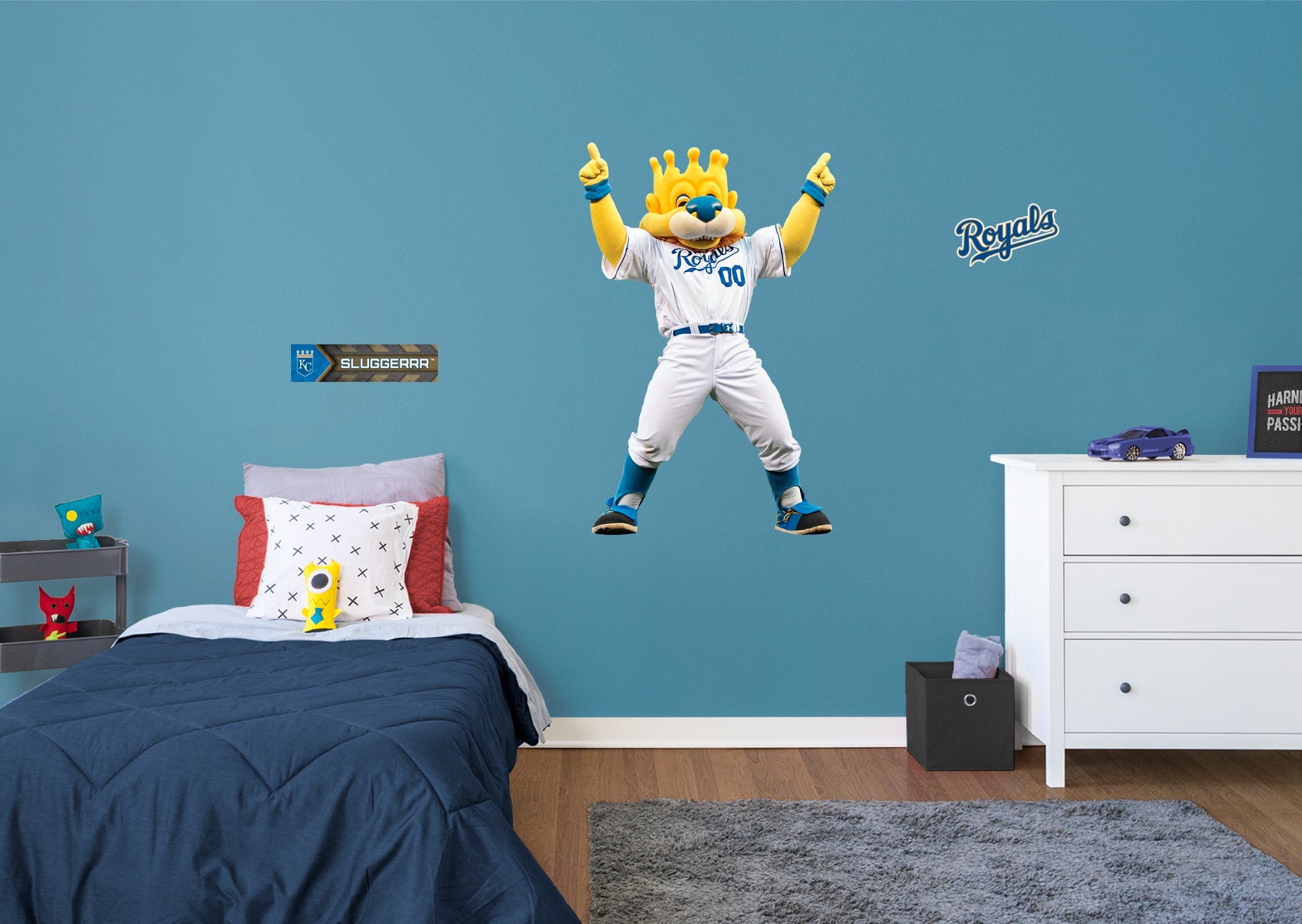 Sluggerrr Mascot - RealBig Collection - Official MLB - Kansas City Royals - Reusable Vinyl Wall Decals