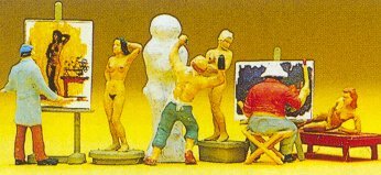 Preiser 10106 HO Scale People Working -- Artists, Models & Nudes pkg(6)