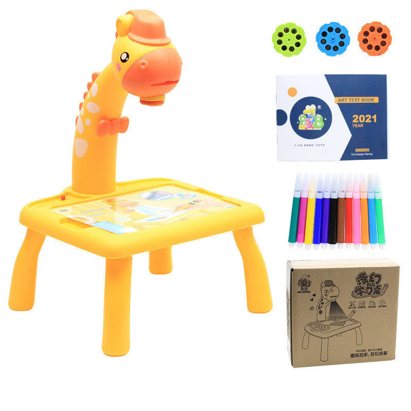 Children's LED Projector Drawing Table – Art Desk with Music and Painting Board