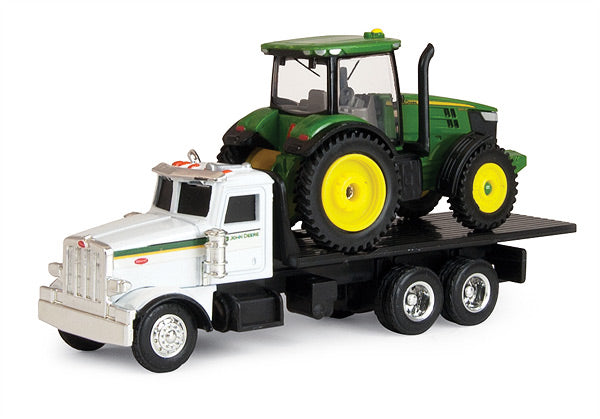 Ertl 45410 1/64 Scale John Deere Peterbilt 367 Flatbed Straight Truck Hauling